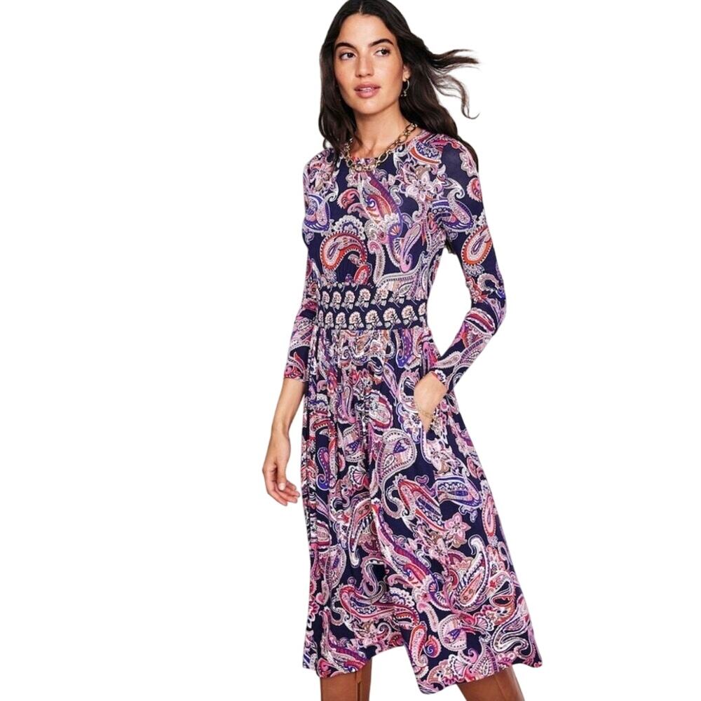 Boden Fit & Flare Jersey Dress Midi Abigail